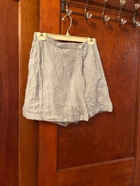 White Stag Light Blue A-Line Wrap Skirt with Side Button Accent